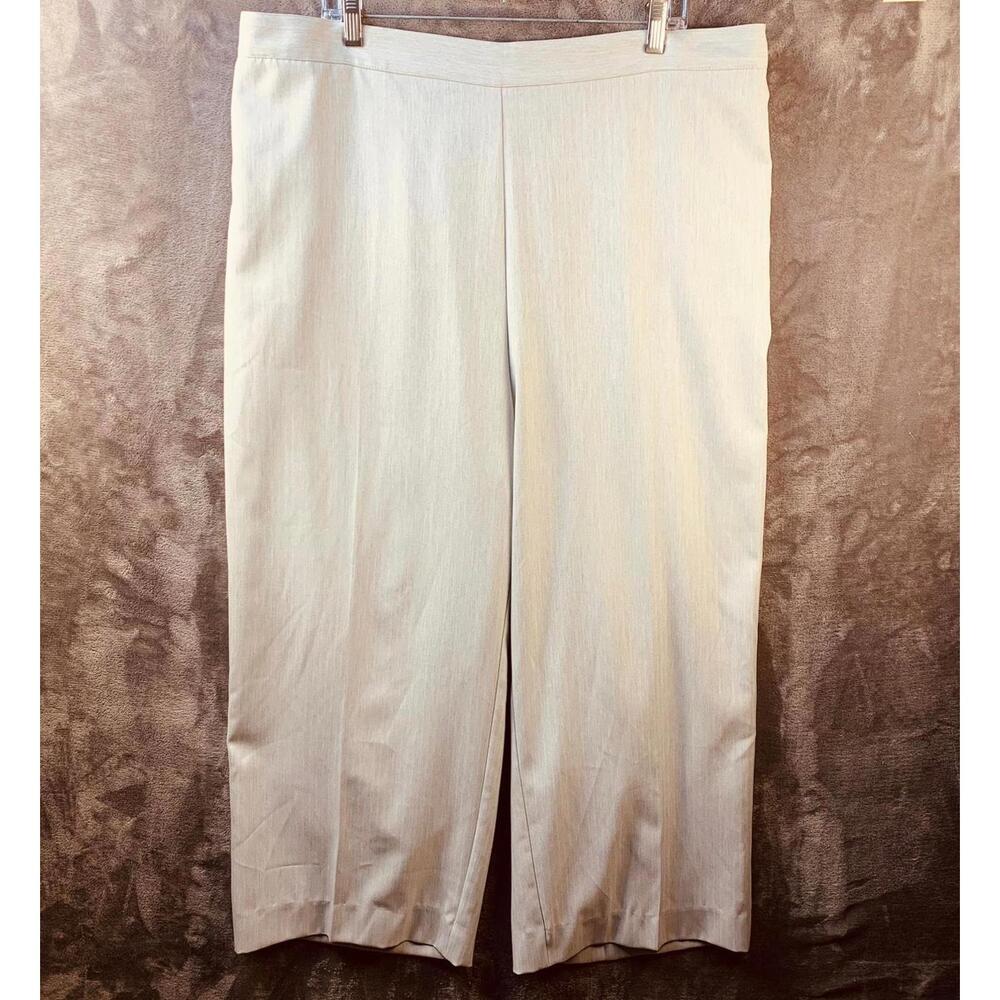 Cali and York Lt Grey Women's Plus Dress Pants w/ Subtle Herringbone Pattern 648
